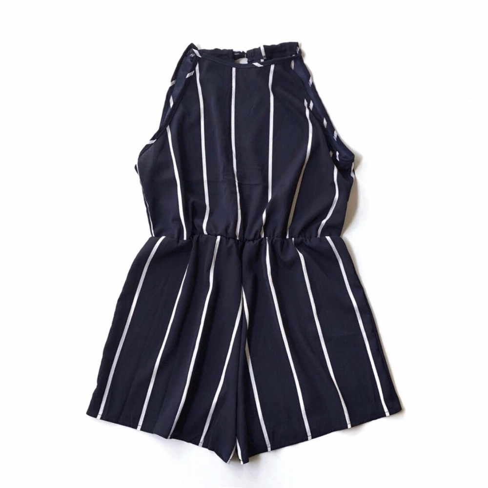 Navy Striped Romper